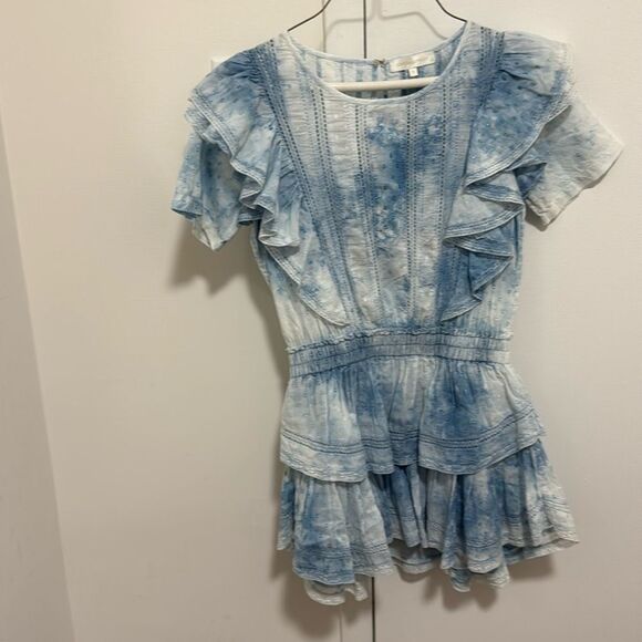 LoveShackFancy Natasha Women’s Mini Dress in Blue Hand Dye. Size P. - Picture 3 of 10